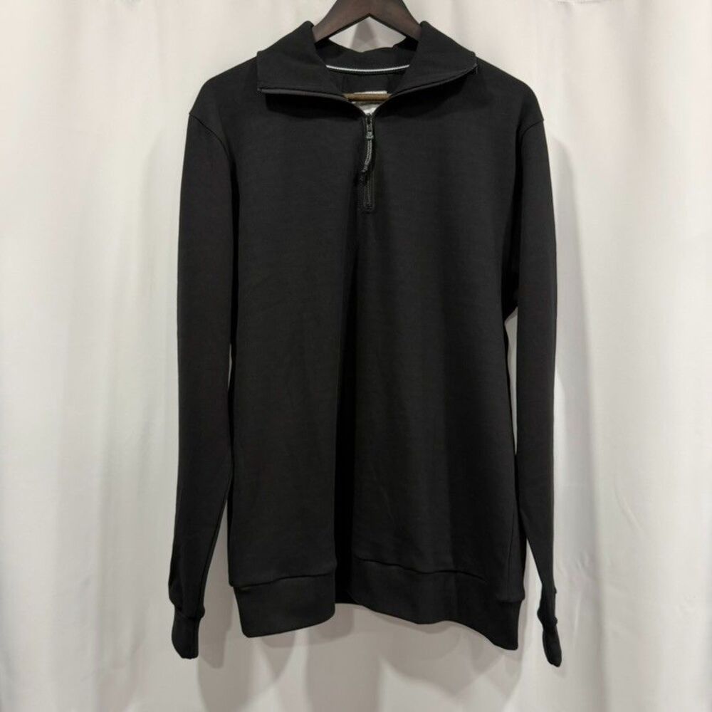 CRAFT + FLOW Polo Shirt Men's Medium Black Long Sleeve 1/4 Zip Polo Shirt 604